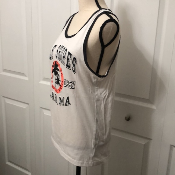 NWOT Women’s Gulf Shores Alabama Tank, White with Charcoal Gray piping, Large - Picture 3 of 8
